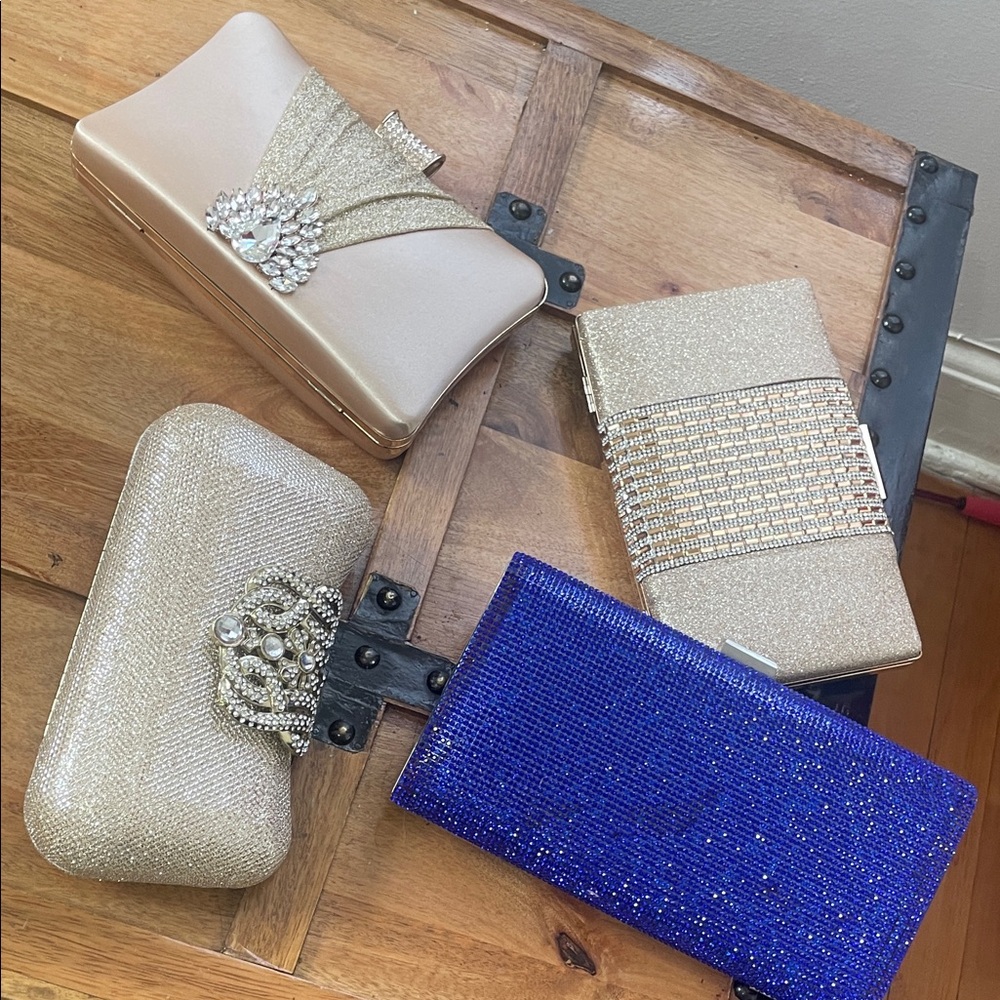 Elegant Gold and Blue Clutch Set